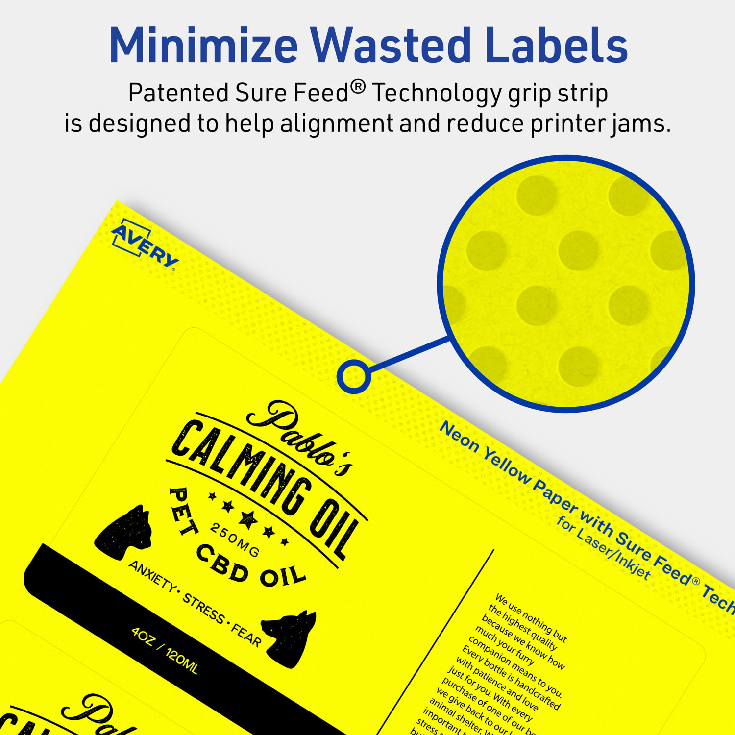Avery Print-To-The-Edge Labels With Sure Feed Technology, 94249-NYP10, Rectangle, 3in x 6in, Matte Neon Yellow, Pack of 30 - Image 5