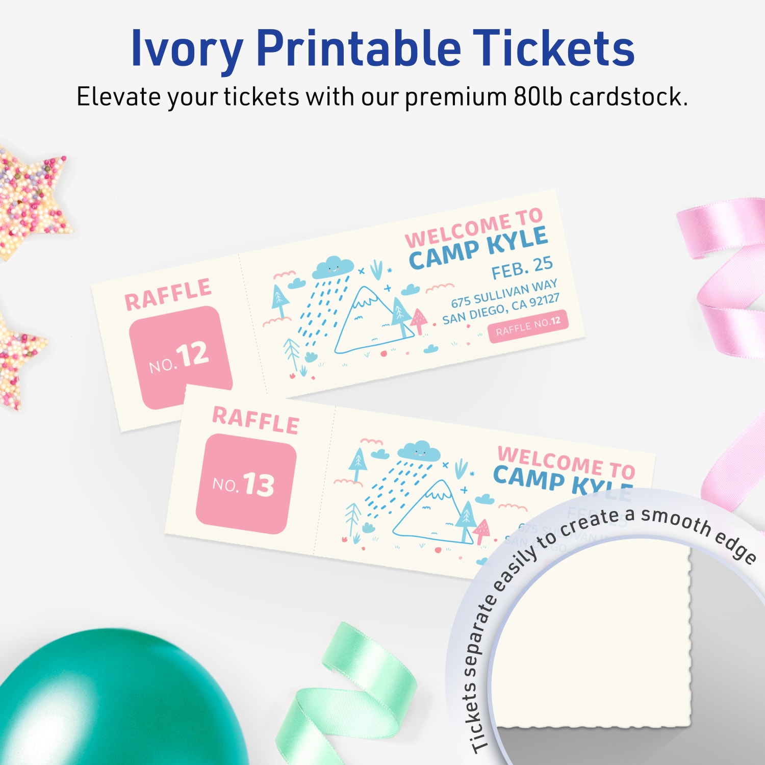 Avery Printable Tickets, 1.75inx5.5in, Matte Ivory, Pack Of 250 - Image 3