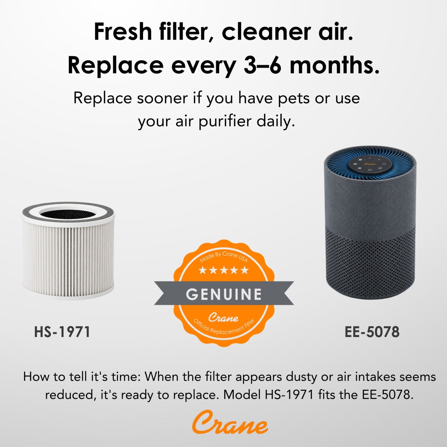 Crane EE-5078 Air Purifier Replacement HEPA Filter, Total Qty 1 - Image 3