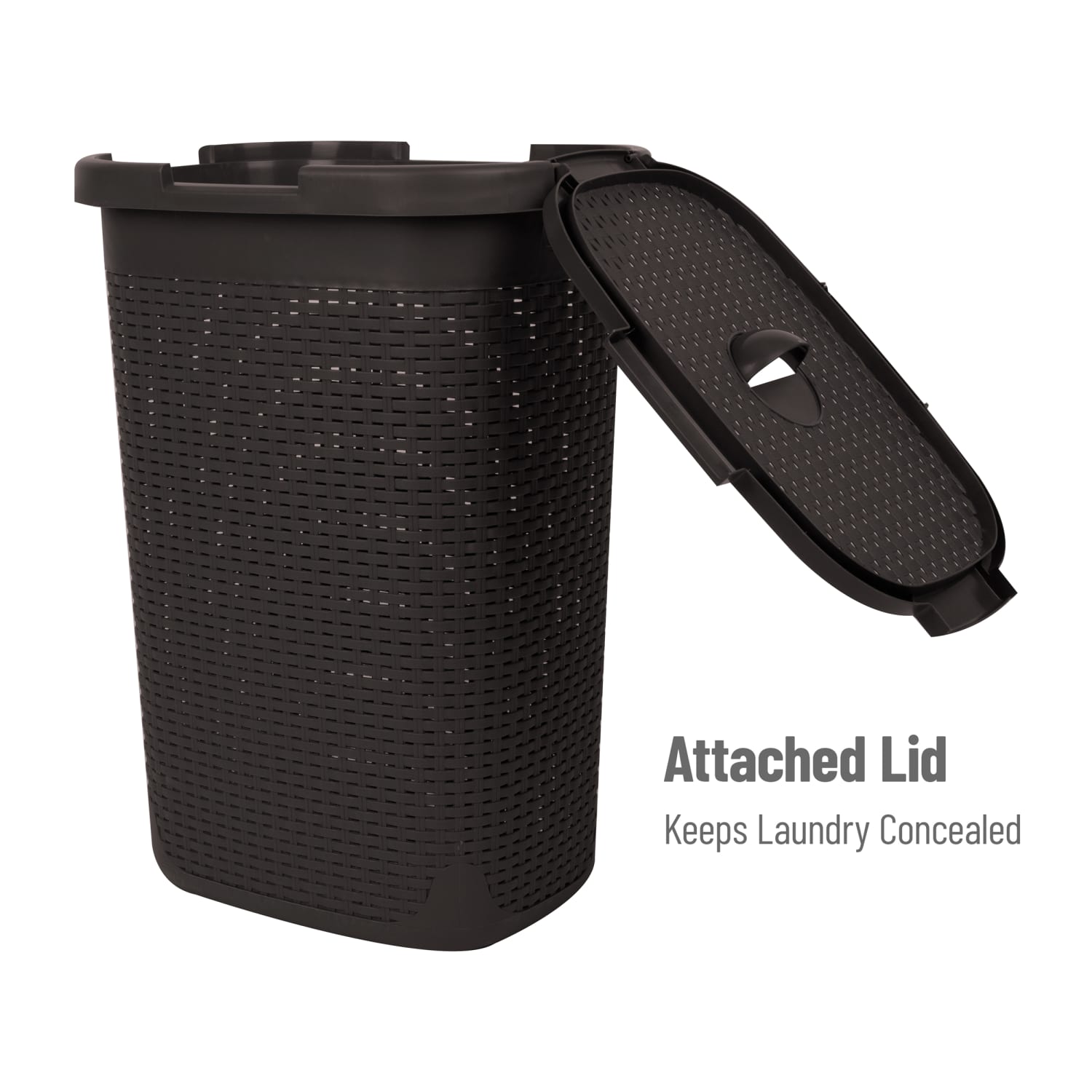 Mind Reader 60L Slim Laundry Hamper Clothes Basket With Lid, 24-3/20inH x 13-3/4inW x 17-13/20inL, Brown - Image 6