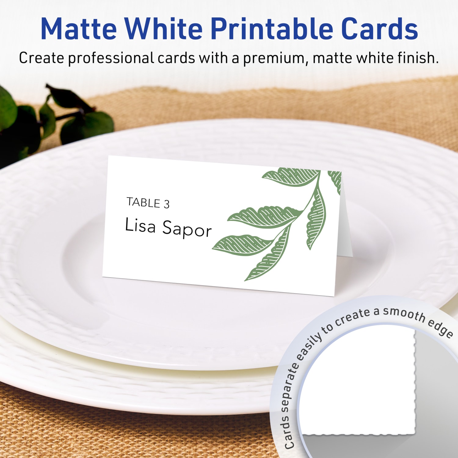 Avery Printable Tent Cards With Sure Feed Technology, 2-1/6in x 4in Rectangle, Matte White, Pack Of 100 - Image 3