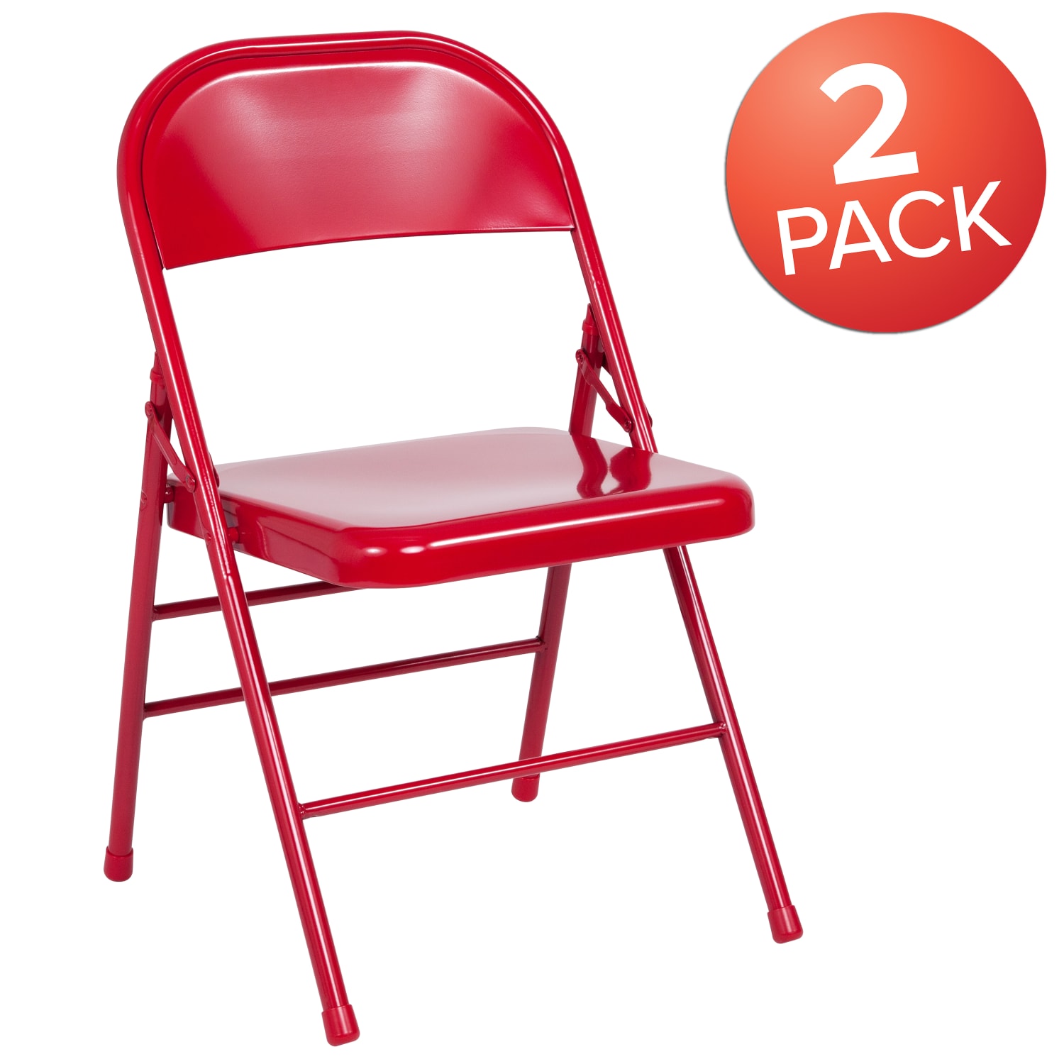 Flash Furniture HERCULES Series Triple-Braced & Double-Hinged Metal Folding Chairs, Red, Pack Of 2 Chairs - Image 3