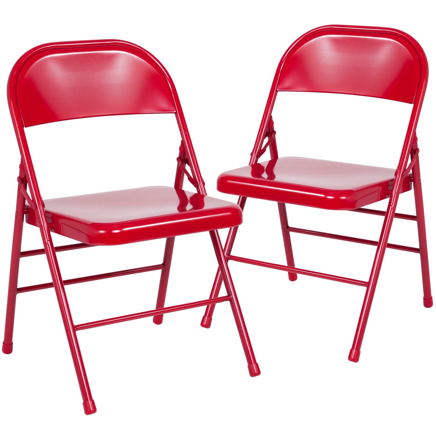 Flash Furniture HERCULES Series Triple-Braced & Double-Hinged Metal Folding Chairs, Red, Pack Of 2 Chairs - Image 4