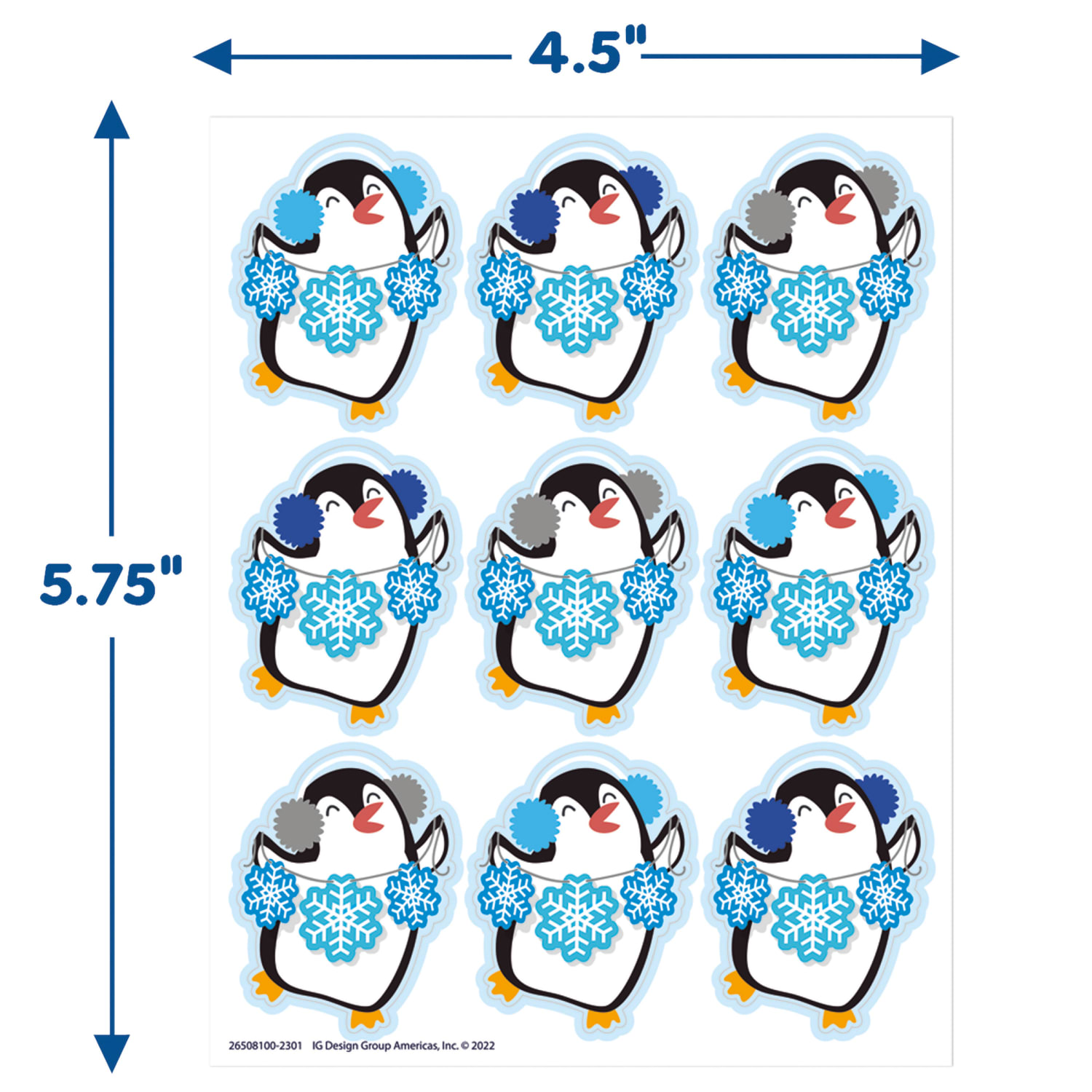 Eureka Giant Stickers, 1-5/16in x 1-3/4in, Winter Penguin, 36 Stickers Per Pack, Set Of 12 Packs - Image 3