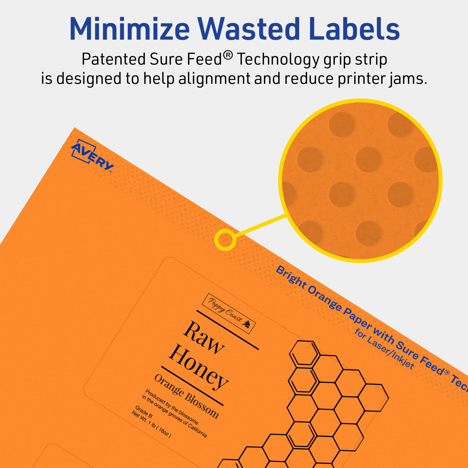 Avery Print-To-The-Edge Labels With Sure Feed Technology, 94245-BOP20, Rectangle, 2-1/2in x 4in, Matte Bright Orange, Pack of 60 - Image 5
