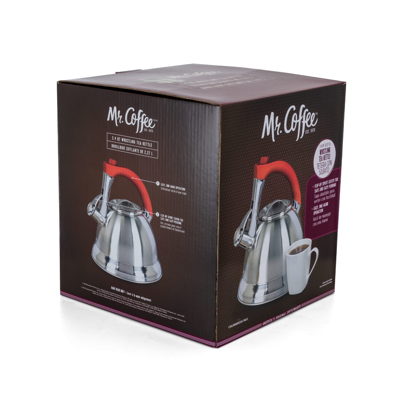 Mr. Coffee 2.4-Quart Tea Kettle, Collinsbroke, Silver/Red - Image 6
