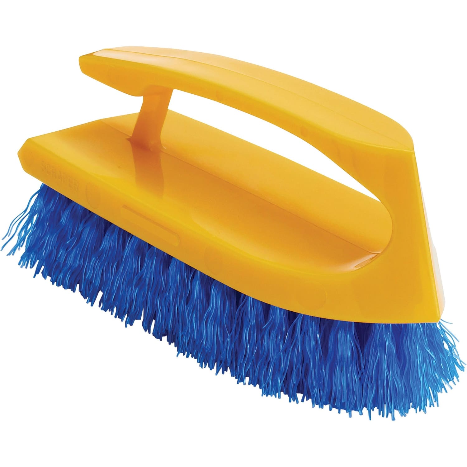Rubbermaid Commercial Iron Handle Scrub Brush - Polypropylene Bristle - 6in Brush Face - Plastic Handle - Navy, Yellow - 12 / Carton - Image 3