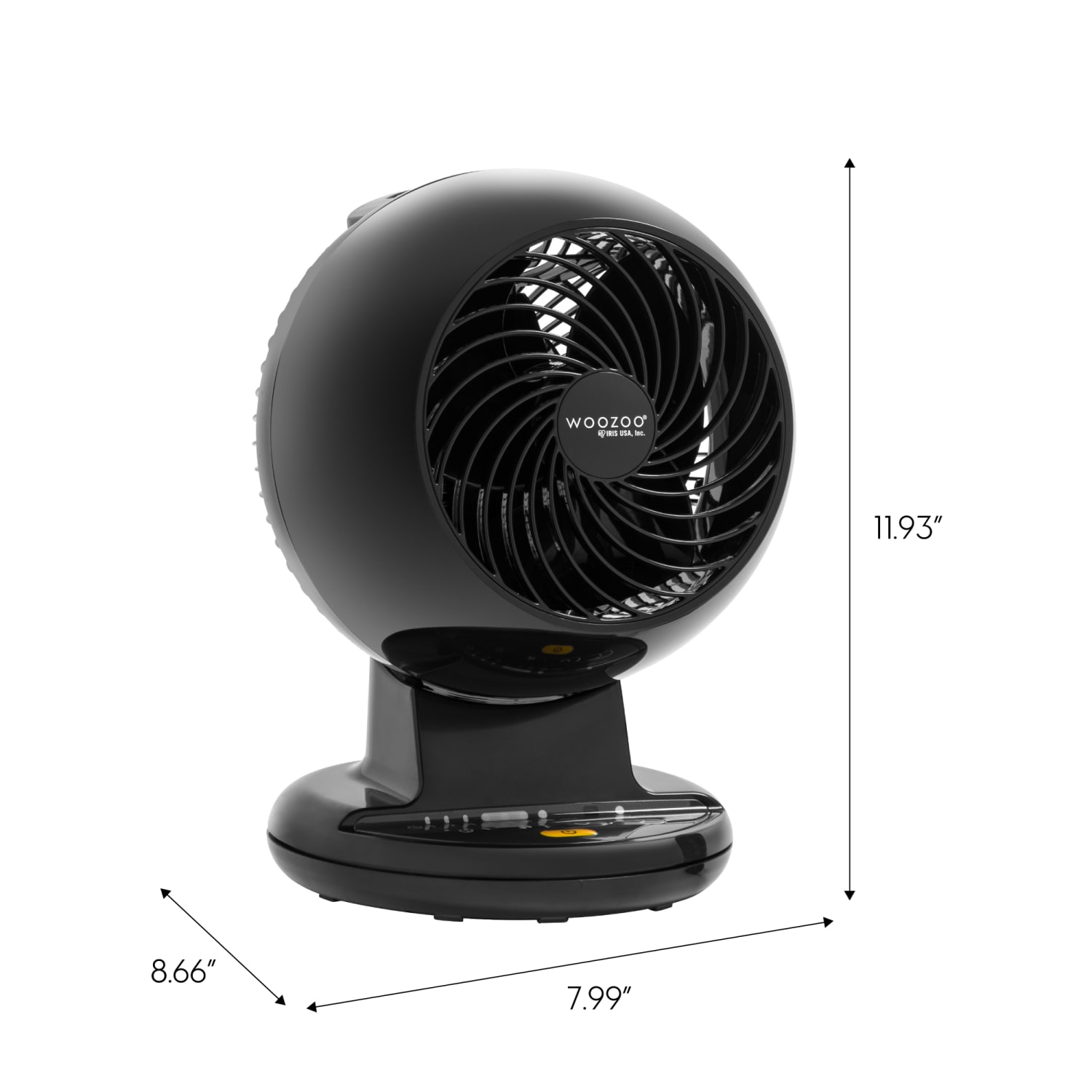 IRIS Woozoo C15T Compact Oscillating Desk Fan, 11-15/16inH x 8inW x 8-11/16inD, Black - Image 3