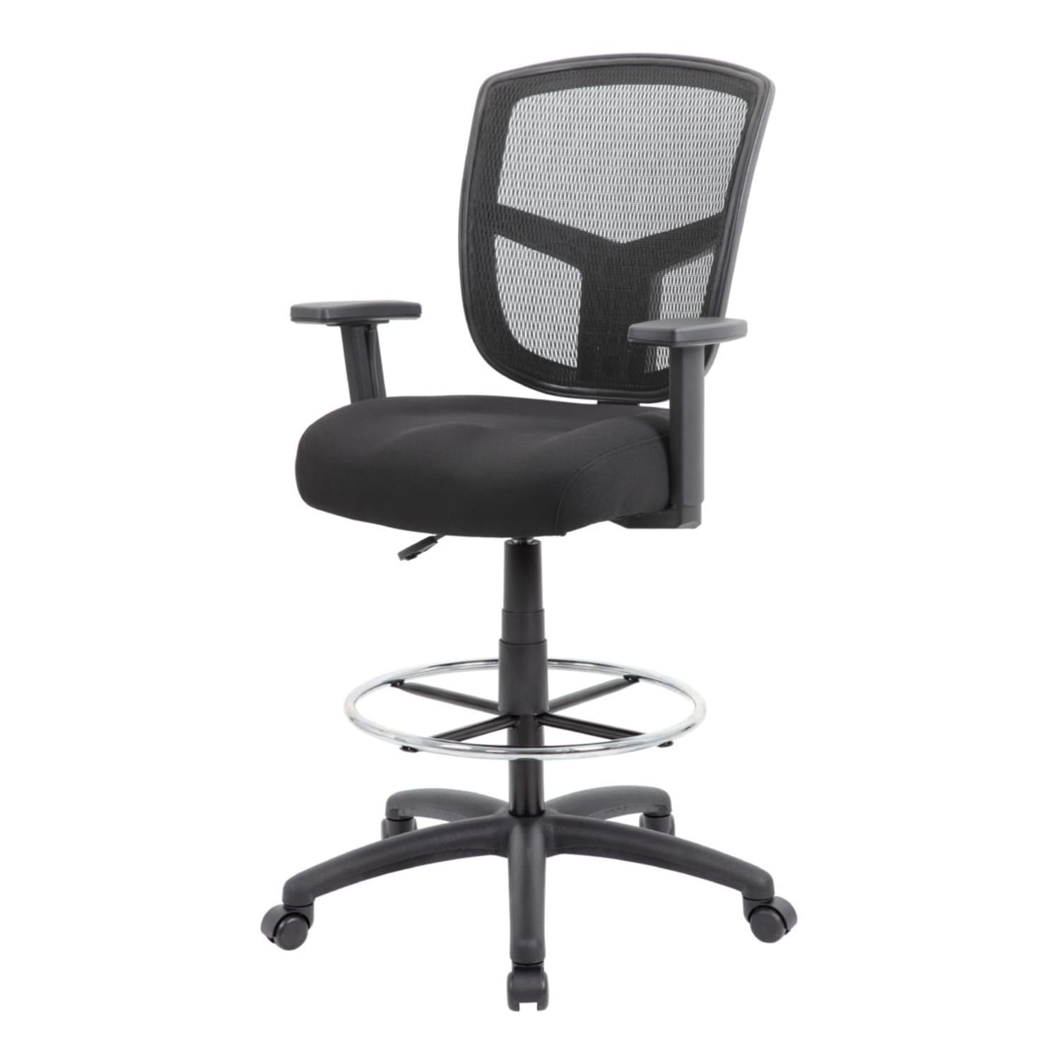 Boss Office Products Contract Mesh Drafting Stool BlackGray PopularChairscom
