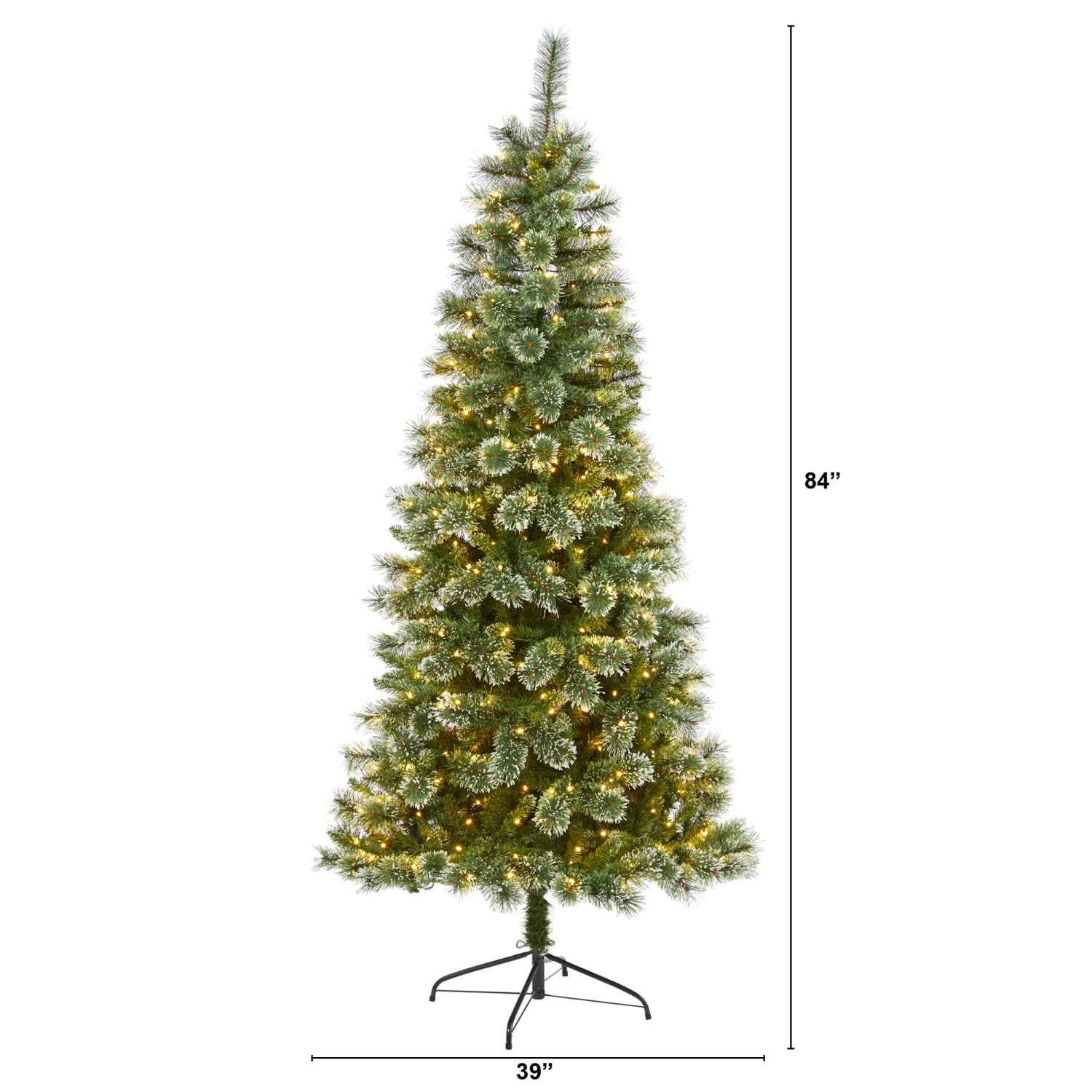 Nearly Natural Wisconsin Slim Snow Tip Pine Artificial Christmas Tree, 7'H - Image 3