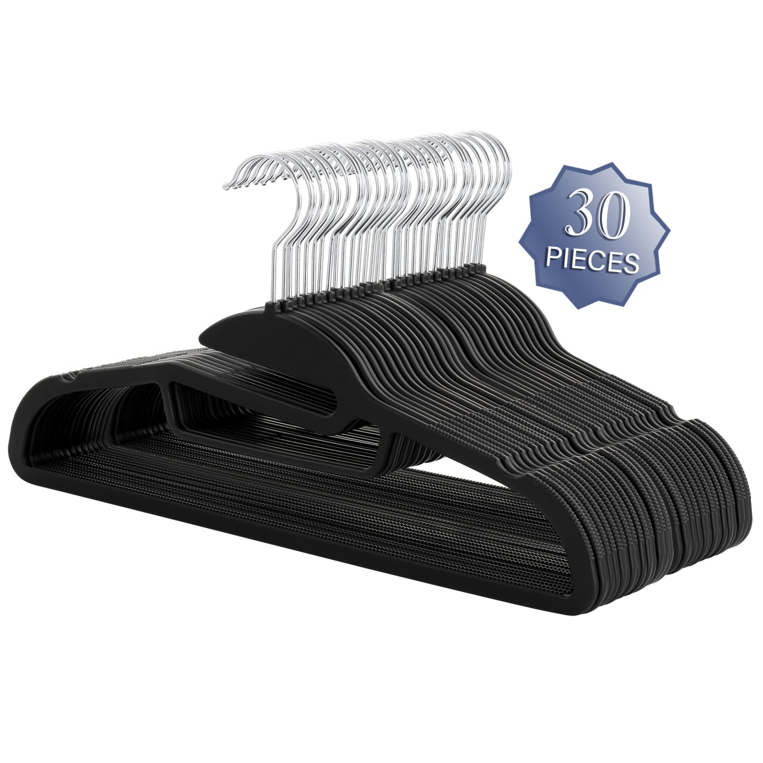 Elama Home Rubber Non-Slip Hangers, Adult, Black, Pack Of 30 - Image 3