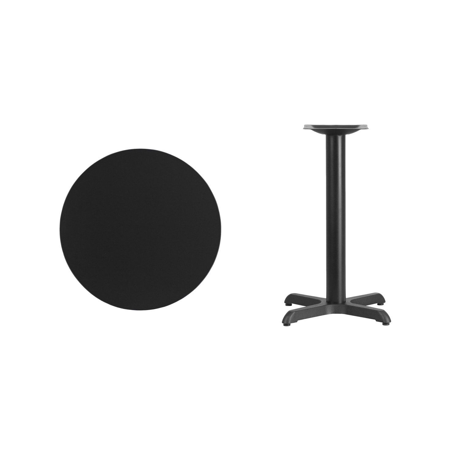 Flash Furniture Laminate Round Table Top With Table-Height Base, 31-1/8inH x 24inW x 24inD, Black - Image 5