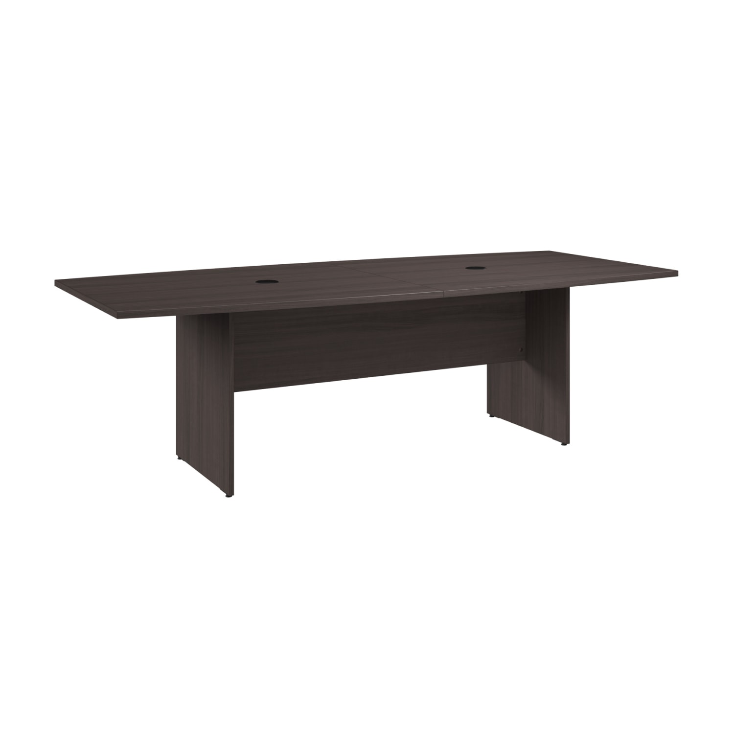 Bush Business Furniture 96inW x 42inD Boat Shaped Conference Table with Wood Base, Storm Gray, Standard Delivery - Image 3