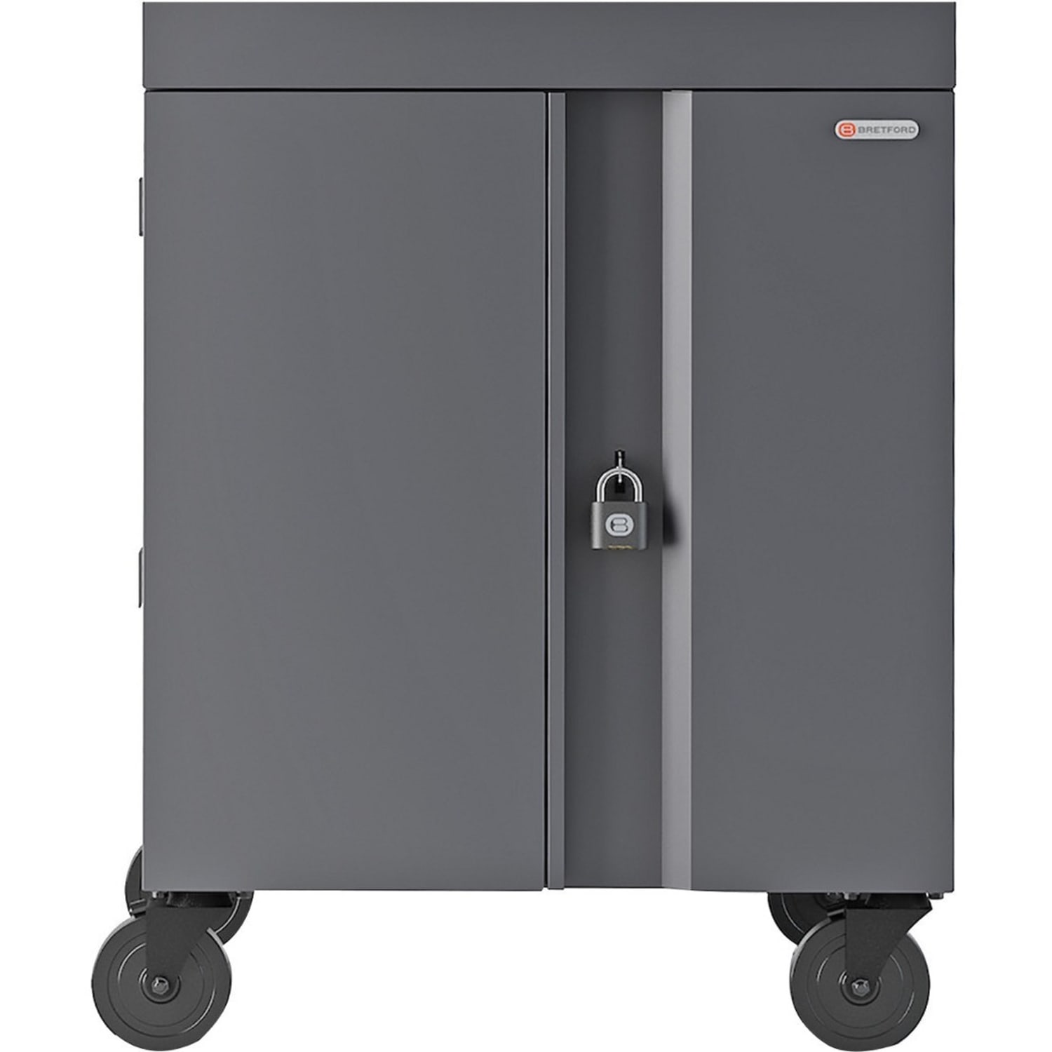 Bretford CUBE Cart, 1 Shelf, 4 Casters, Steel, 30inW x 26.50inD x 37.50inH, Charcoal, For 16 Devices