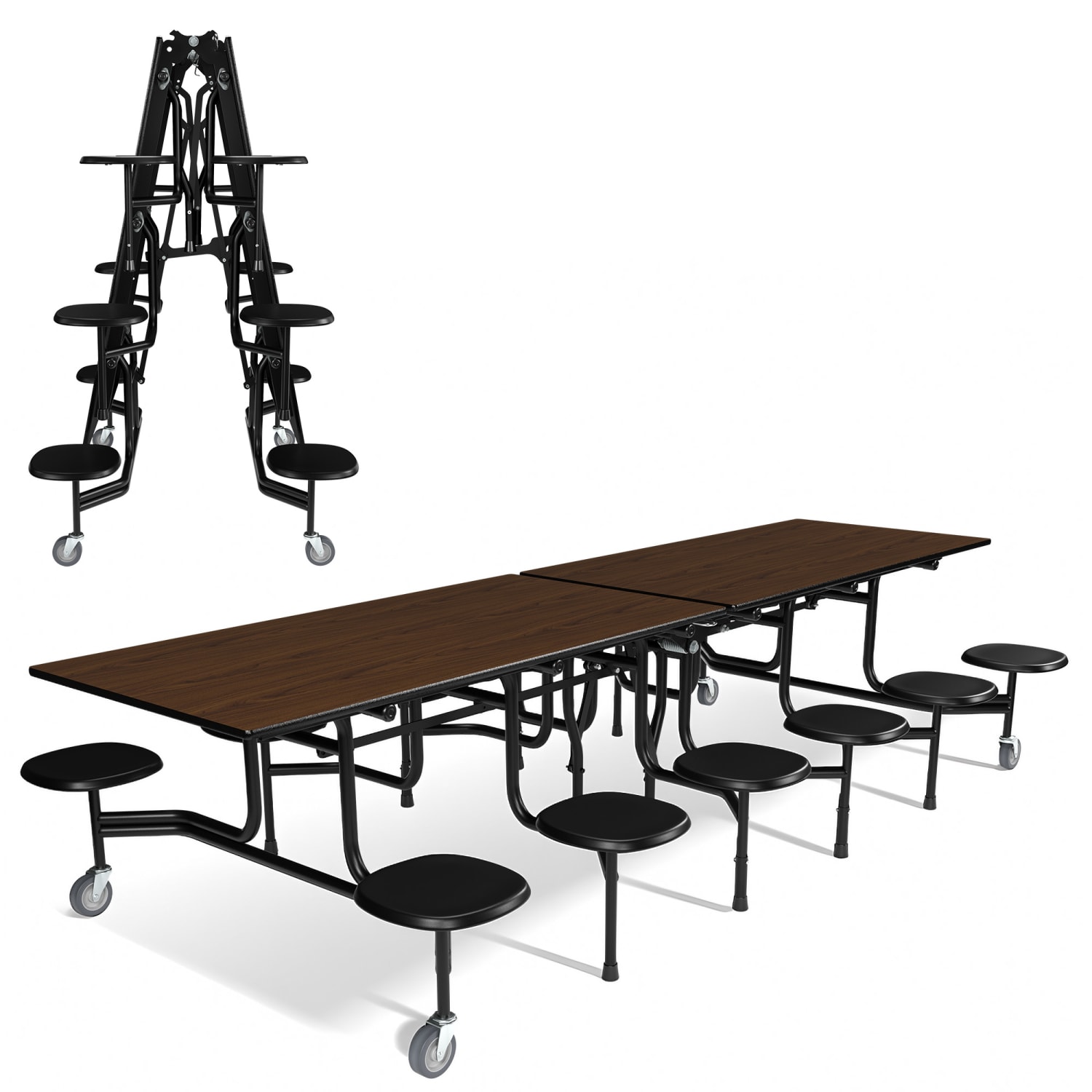 Palmer Hamilton 59TV Mobile Cafeteria Table, 29in x 144in, Montana Walnut
