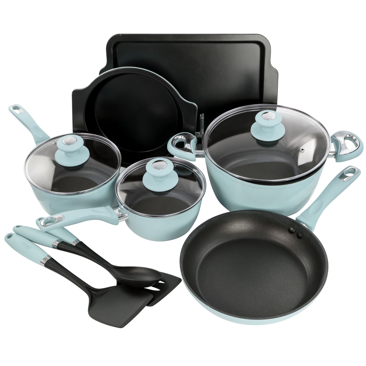 Oster Lynhurst 12-Piece Aluminum Cookware Set, Blue - Image 3