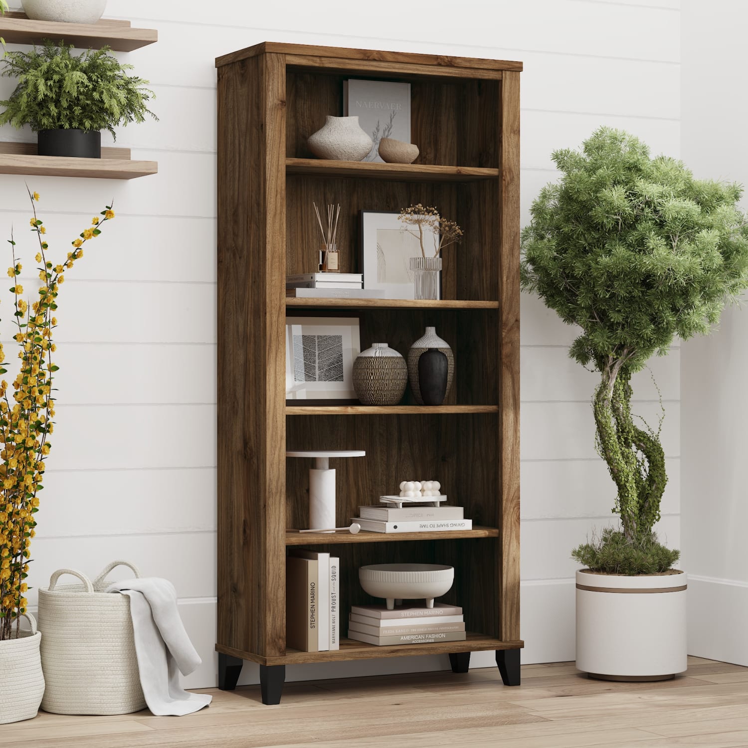 Bush Business Furniture Somerset 66inH 5-Shelf Bookcase, Fresh Walnut, Standard Delivery - Image 3