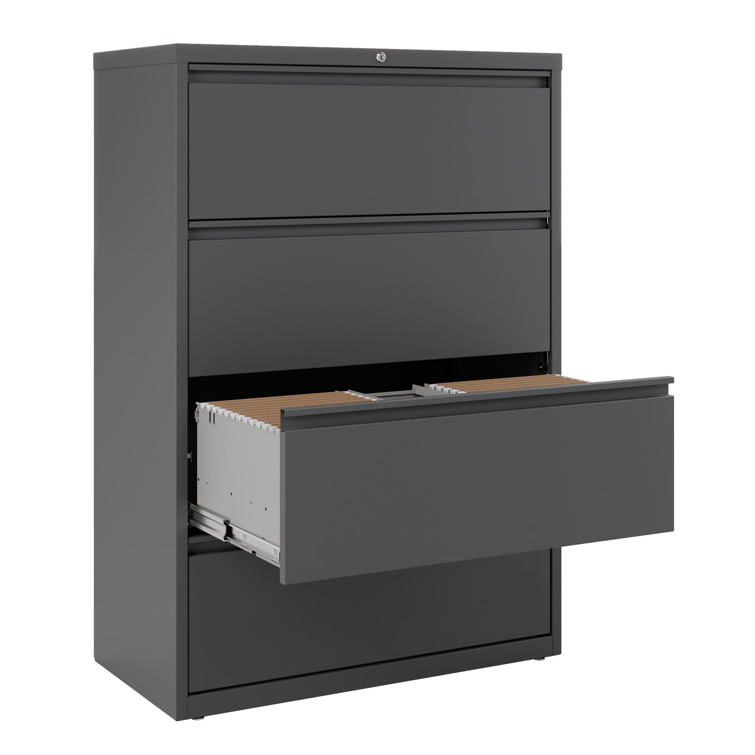 WorkPro 36inW x 18-5/8inD Lateral 4-Drawer File Cabinet, Charcoal - Image 6