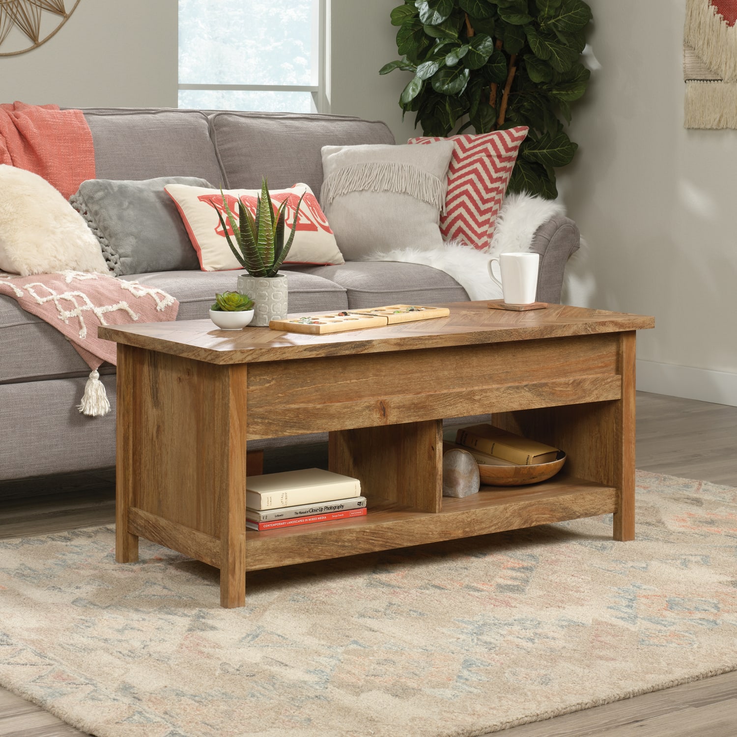 Sauder Cannery Bridge Lift-Top Coffee Table, 19inH x 43-1/8inW x 19-1/2inD, Sindoori Mango - Image 3