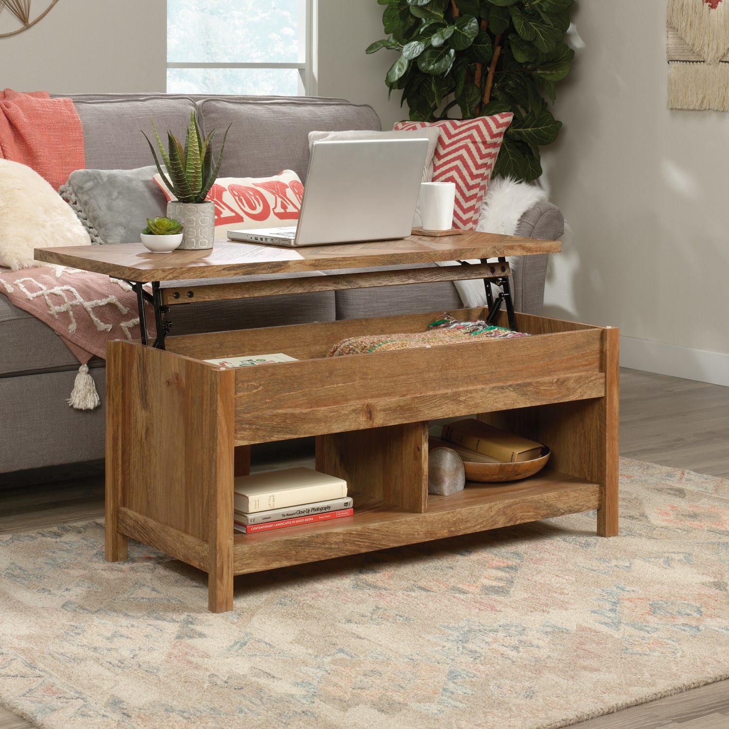 Sauder Cannery Bridge Lift-Top Coffee Table, 19inH x 43-1/8inW x 19-1/2inD, Sindoori Mango - Image 4