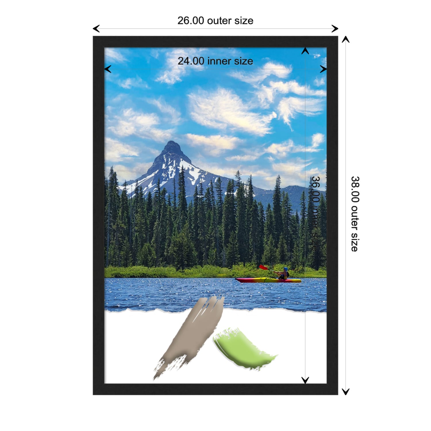 Amanti Art Grace Narrow Picture Frame, 26in x 38in, Opening Size 24in x 36in, Brushed Metallic Black - Image 5