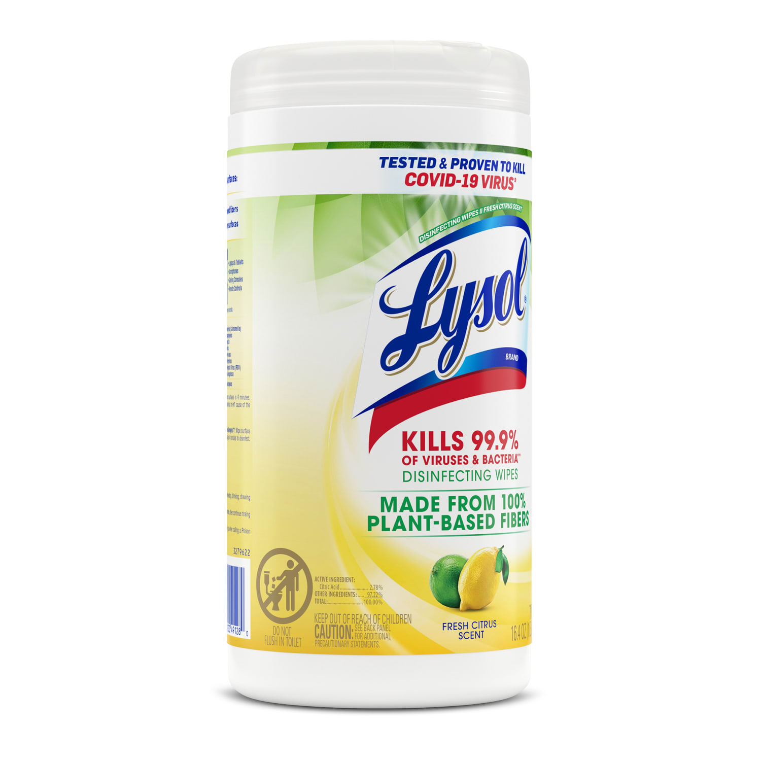 LYSOL Disinfecting Wipes with Citric Acid - Fresh Citrus 70 ct. - Image 3