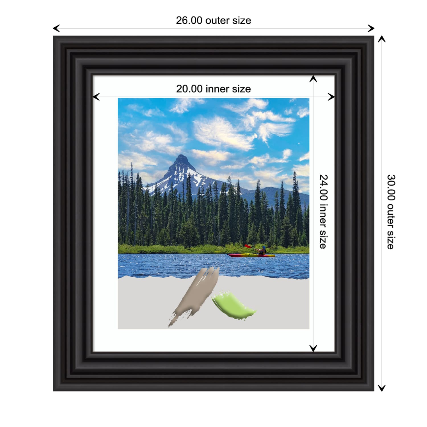 Amanti Art Colonial Picture Frame, 26in x 30in, Opening Size 20in x 24in (Matted To 16in x 20in), Black - Image 5