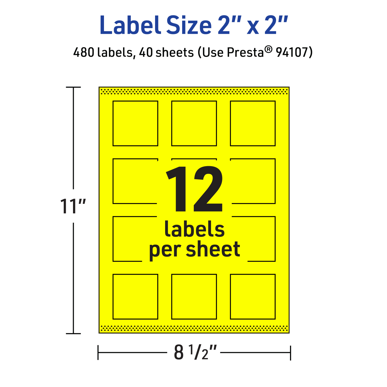 Avery Print-To-The-Edge Labels With Sure Feed Technology And Easy Peel Label Feature, 94107-NYP40, Square, 2in x 2in, Matte Neon Yellow, Pack of 480 - Image 6