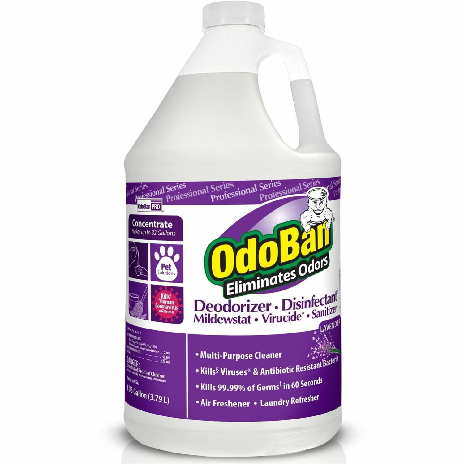 OdoBan Multi-Purpose Deodorizer & Disinfectant Concentrate, Lavender Scent, 128 Oz Bottle - Image 3