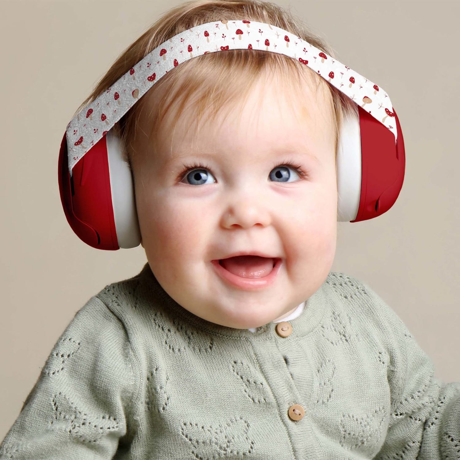 FDMT Baby Protective Earmuffs, Scarlet Mushrooms - Image 5
