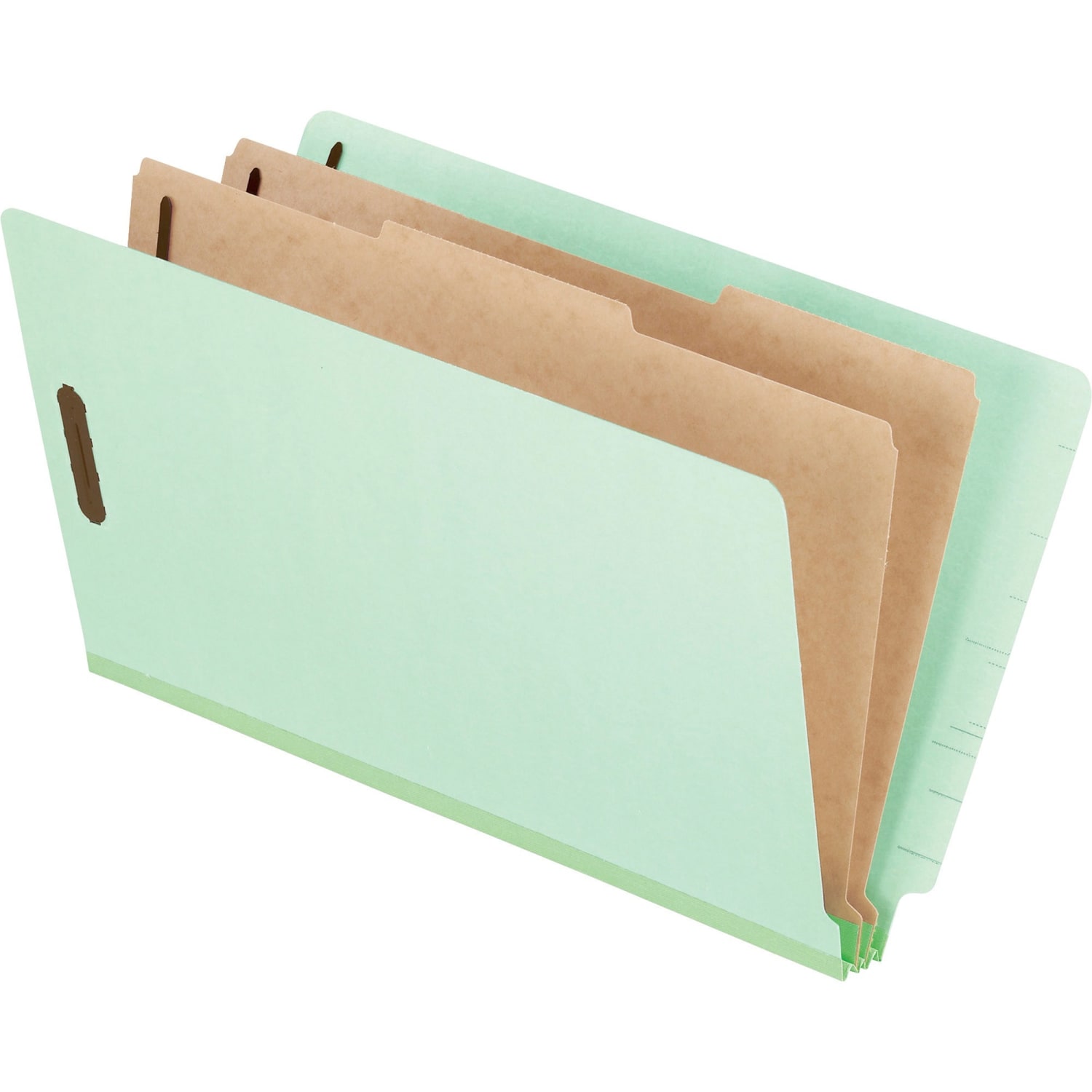 Pendaflex Pressboard Classification Folders With Dividers, 8 1/2in x 14in, 2 Divider, 2 Partition, Light Green, Pack Of 10 - Image 3