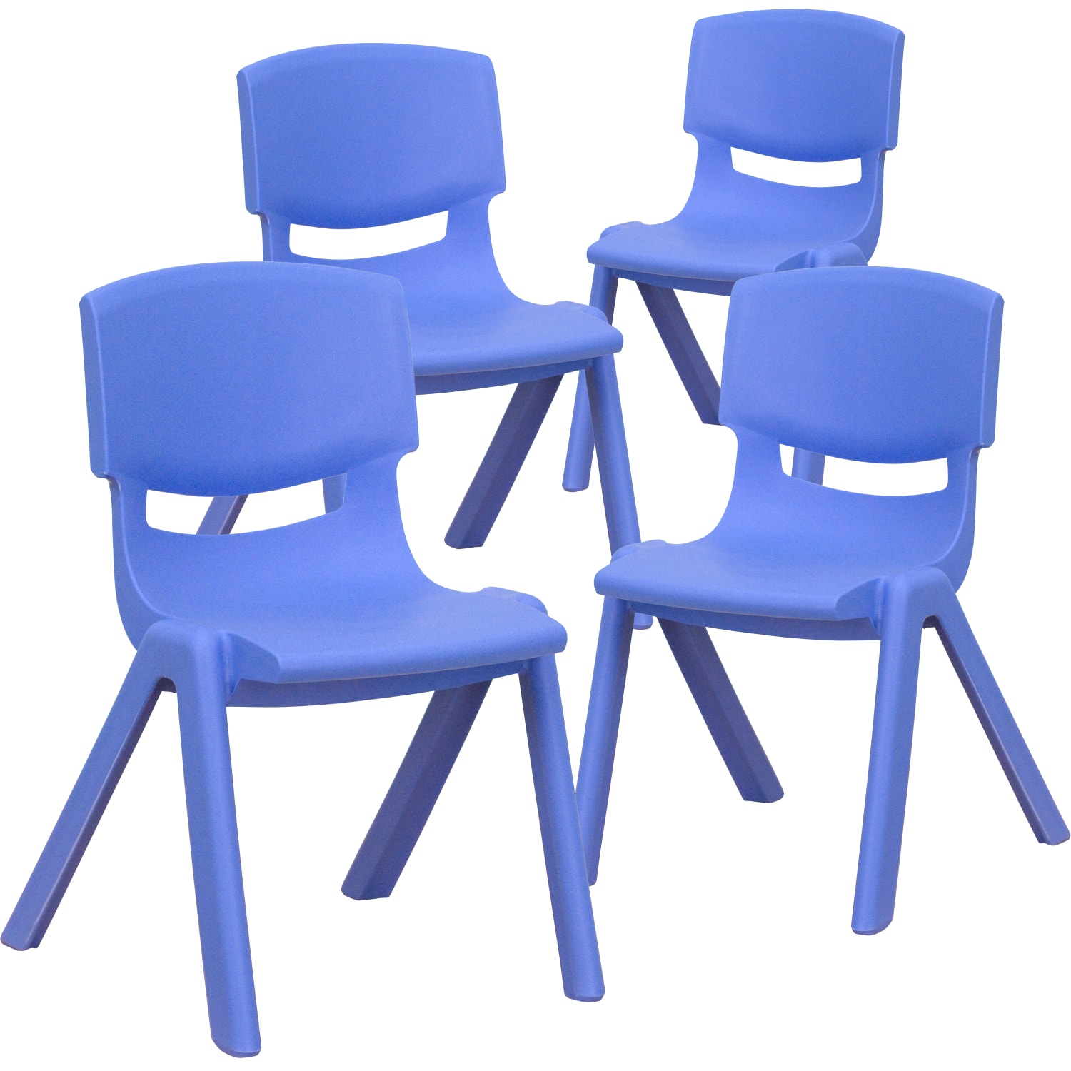 Flash Furniture Plastic Stackable School Chairs With 12ft" Seat Height, Blue, Set Of 4 Chairs - Image 4