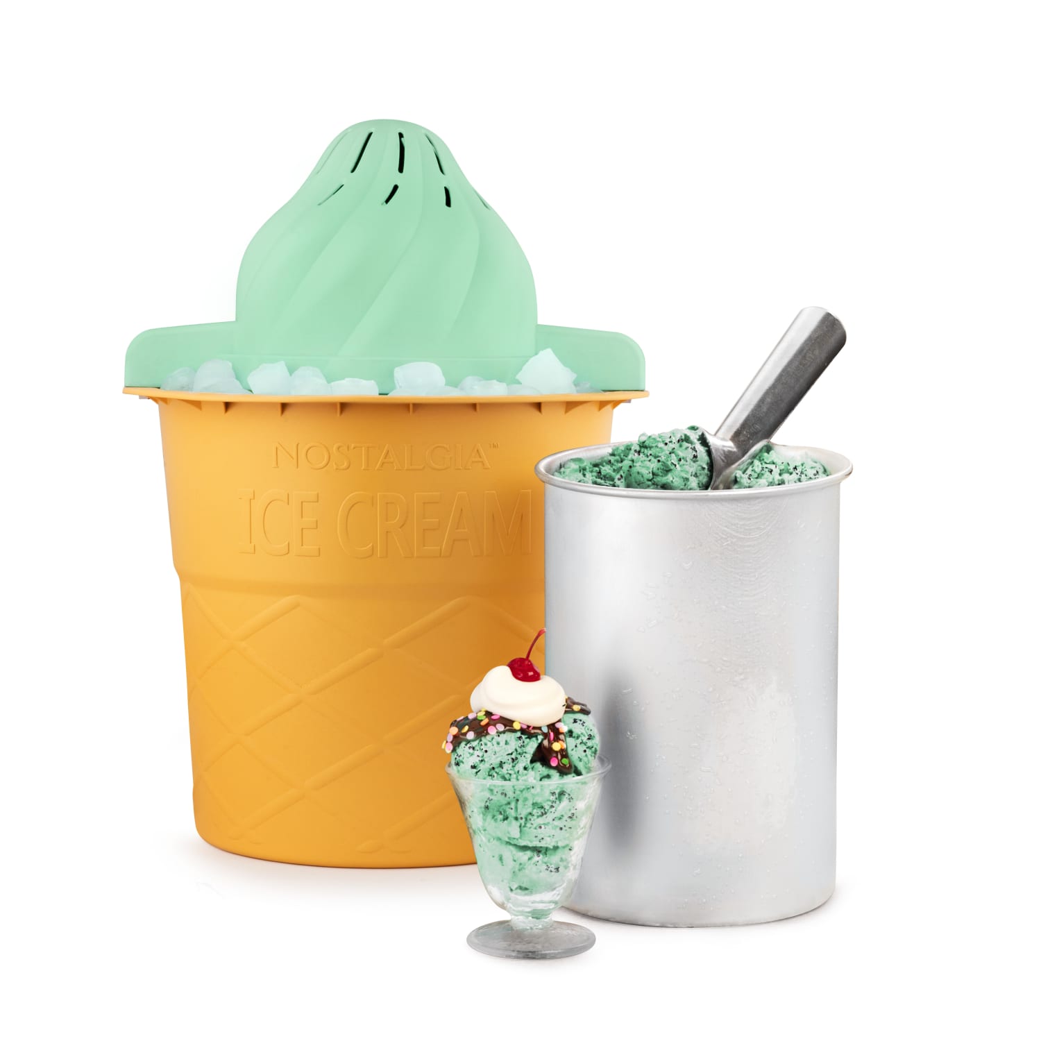 Nostalgia 4-Quart Swirl Cone Ice Cream Maker, Mint Green - Image 5