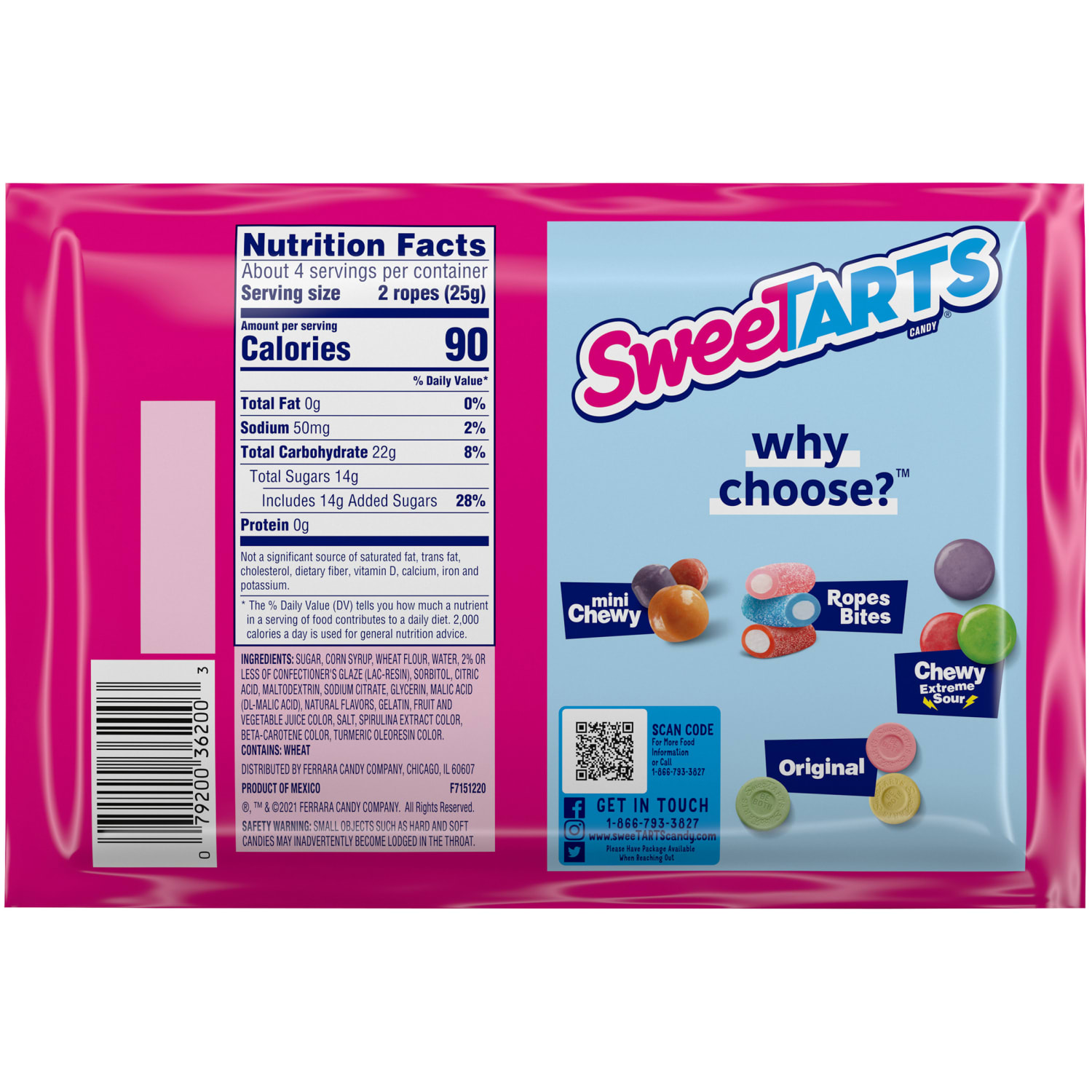 SweeTARTS Twisted Rainbow Punch Ropes, 3.5 Oz, Pack Of 12 Candy Bags - Image 3