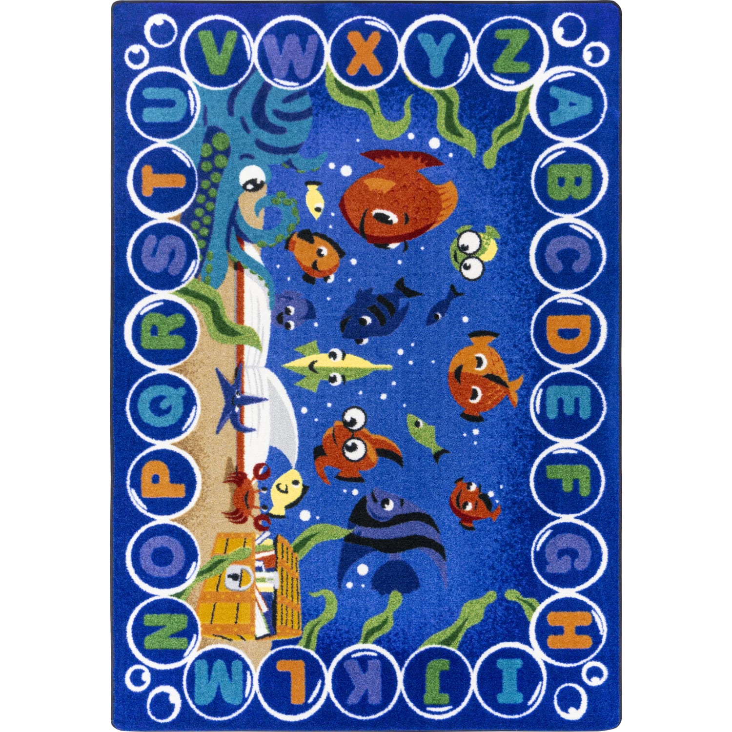 Joy Carpets Kids Essentials Rectangle Area Rug, Underwater Readers, 5-1/3ft x 7-33/50ft, Multicolor