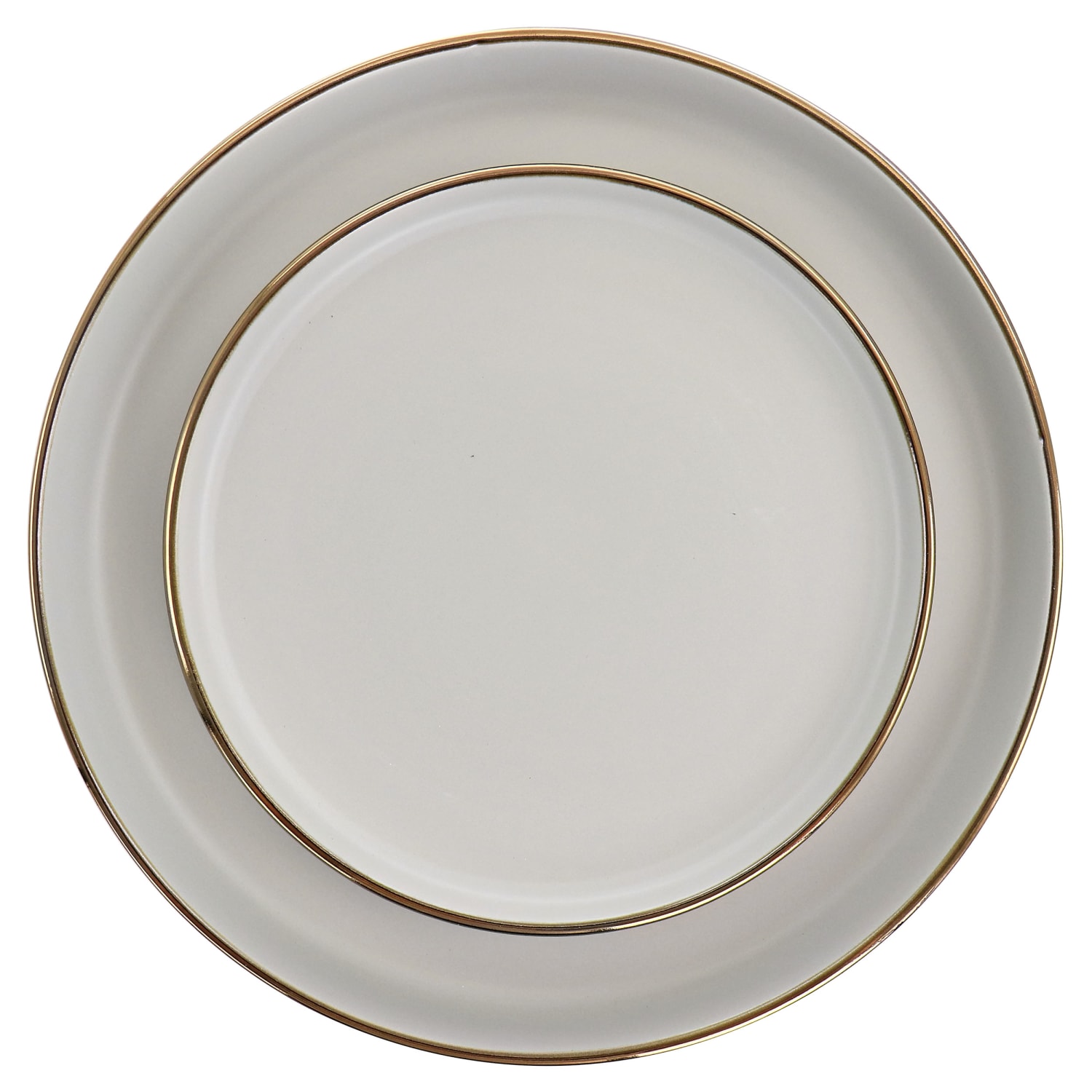 Elama Louis 16-Piece Stoneware Dinnerware Set, Matte Slate/Gold - Image 3