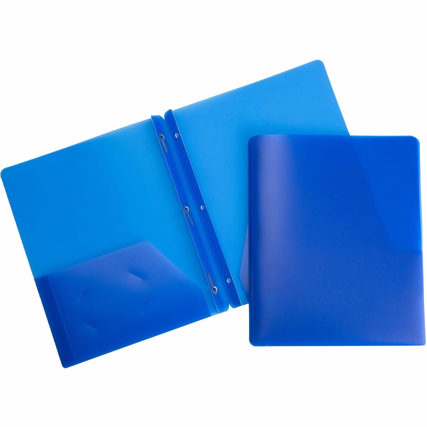 Business Source 3-Hole Punched Poly Portfolio, Letter Size, 8-1/2in x 11in, Blue