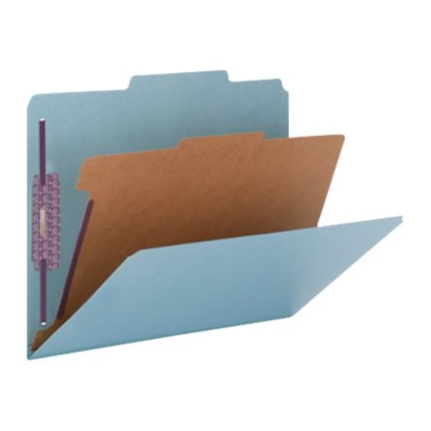 Smead Classification Folders, Pressboard With SafeSHIELD Fasteners, 1 Divider, 2in Expansion, Letter Size, 50% Recycled, Blue, Box Of 10 - Image 3