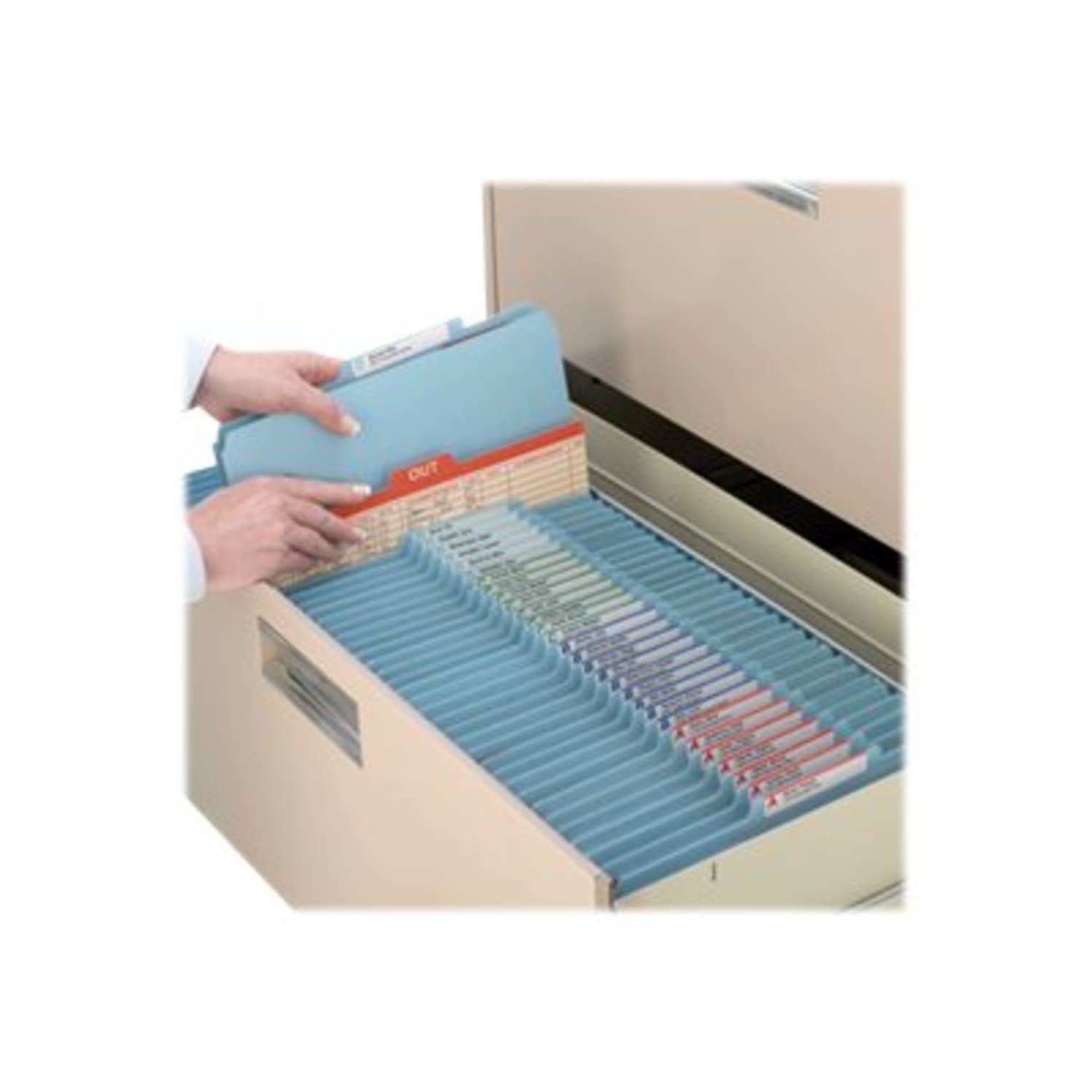 Smead Classification Folders, Pressboard With SafeSHIELD Fasteners, 1 Divider, 2in Expansion, Letter Size, 50% Recycled, Blue, Box Of 10 - Image 4