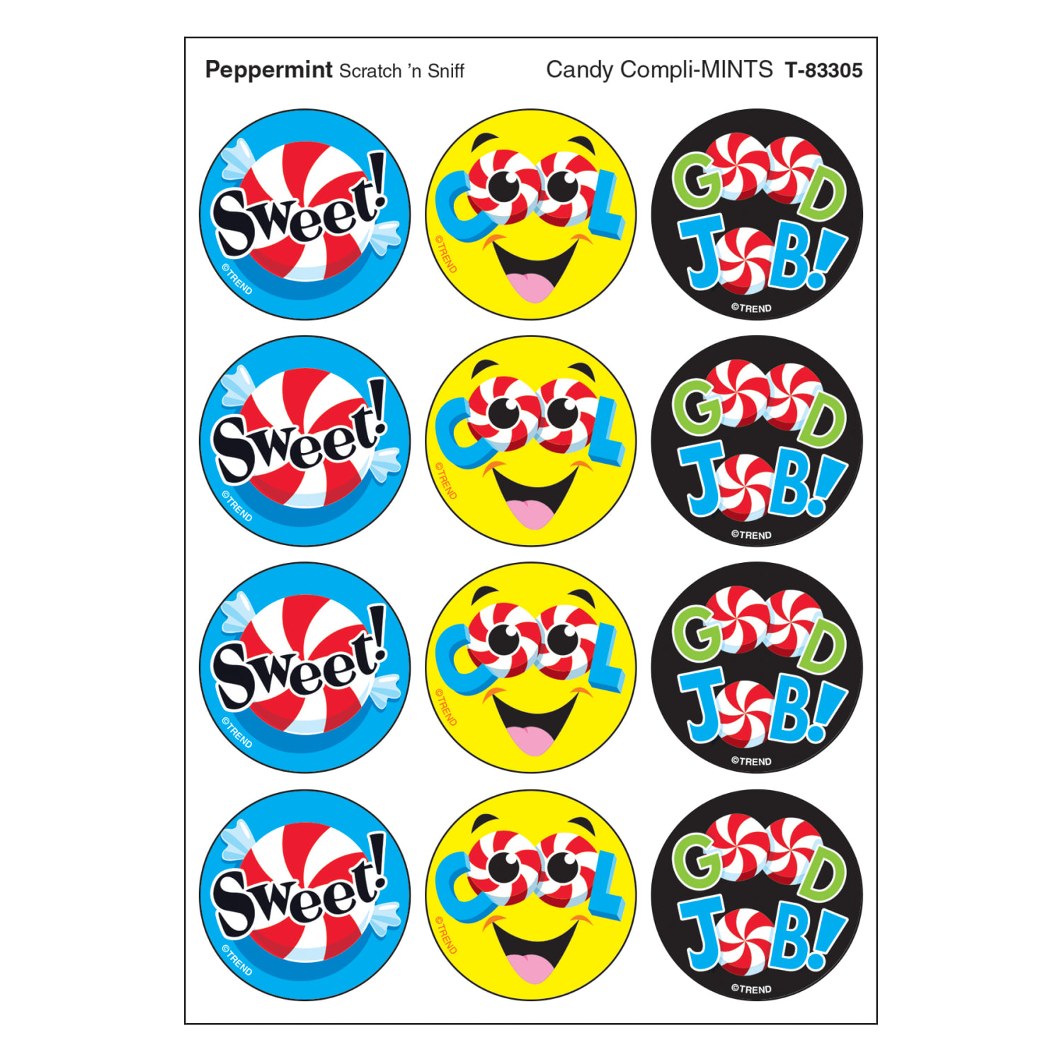 Trend Stinky Stickers, Candy Compli-MINTS/Peppermint, 48 Stickers Per Pack, Set Of 6 Packs - Image 3