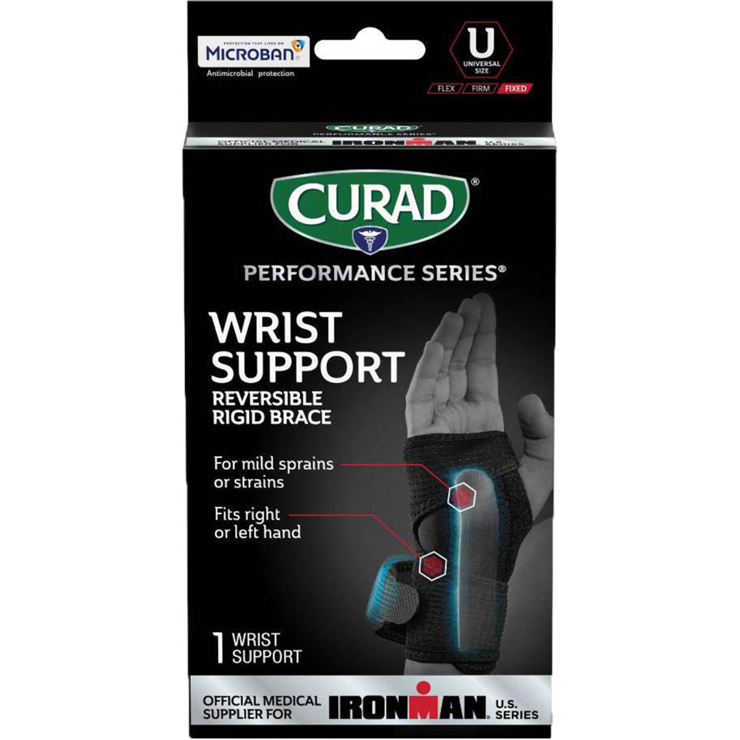 CURAD Performance Series Reversible Wrist Support, Universal, Black