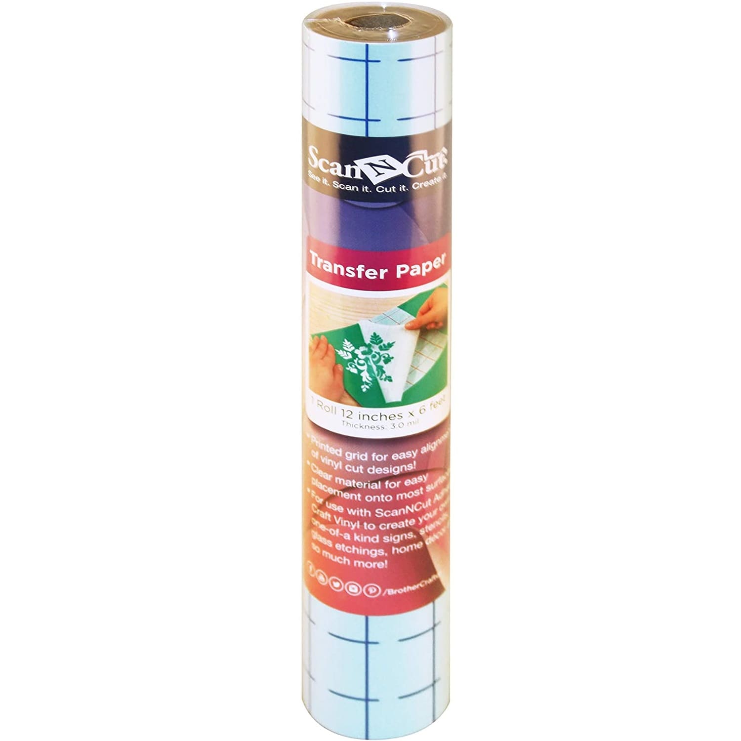 Brother Adhesive Transfer Paper With Grid, 72in x 12in, Clear