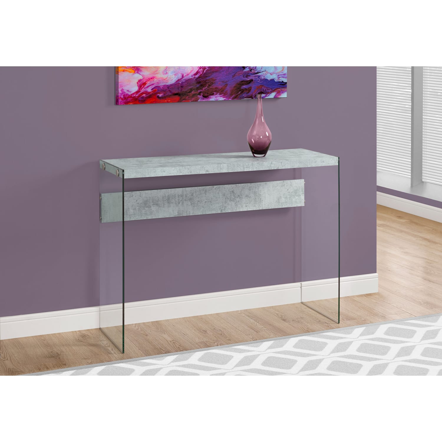 Monarch Specialties Riley Accent Table, 32inH x 44inW x 15-3/4inD, Gray Cement - Image 3