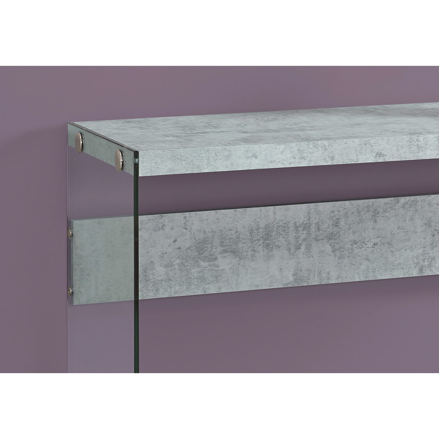 Monarch Specialties Riley Accent Table, 32inH x 44inW x 15-3/4inD, Gray Cement - Image 4