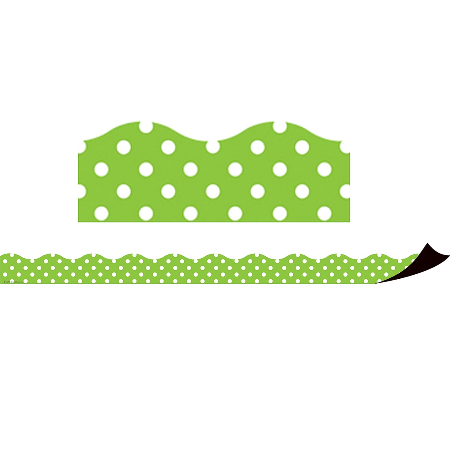 Teacher Created Resources Magnetic Borders, Lime Polka Dots, 24in x 1-1/2in, 12 Borders Per Pack, Set Of 3 Packs - Image 3