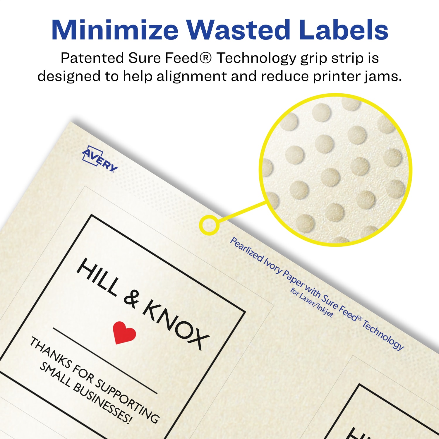 Avery Pearlized Permanent Labels With Sure Feed, 94101-PIP50, Square, 3in x 3in, Ivory, Pack Of 300 Labels - Image 5