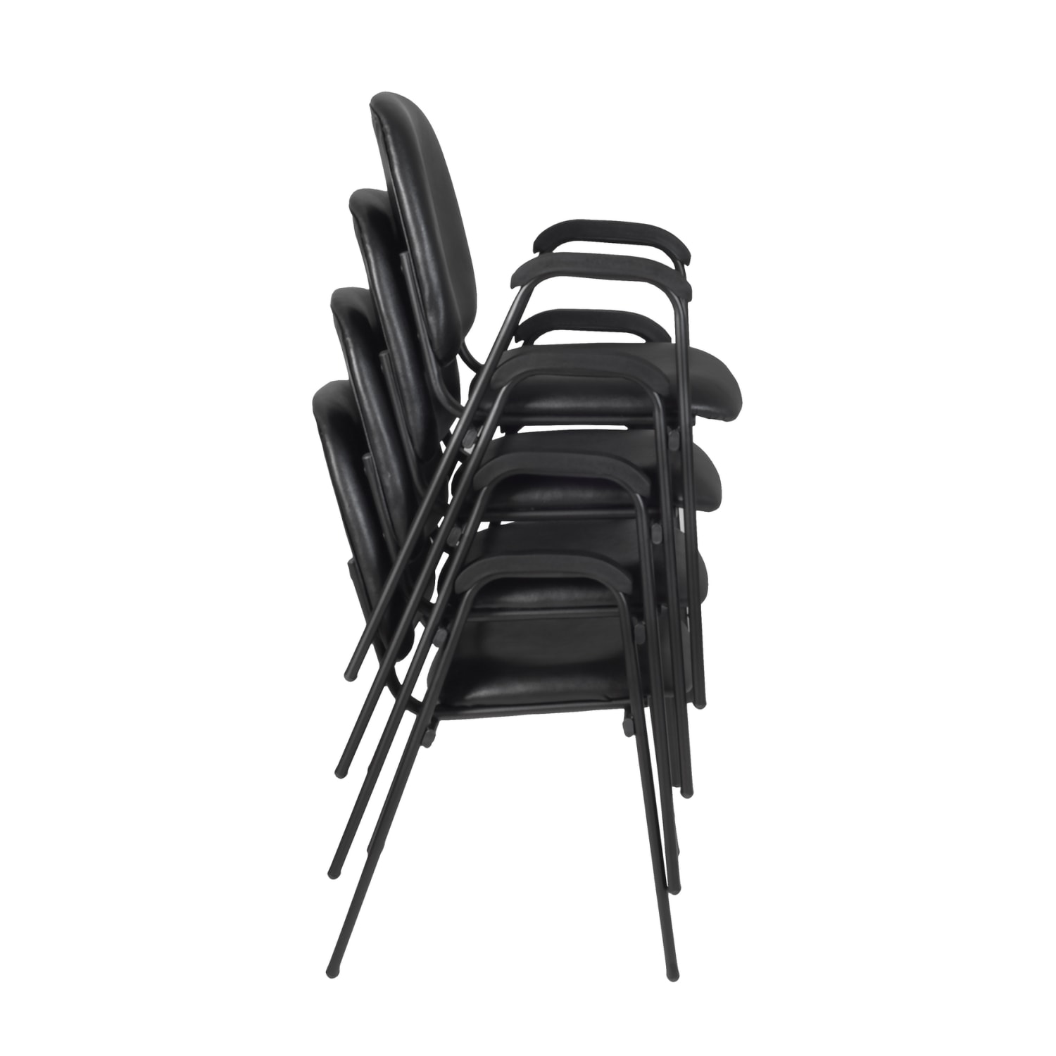 Regency Ace Vinyl Stacking Chairs With Arms, Black, Pack Of 4 Chairs - Image 5