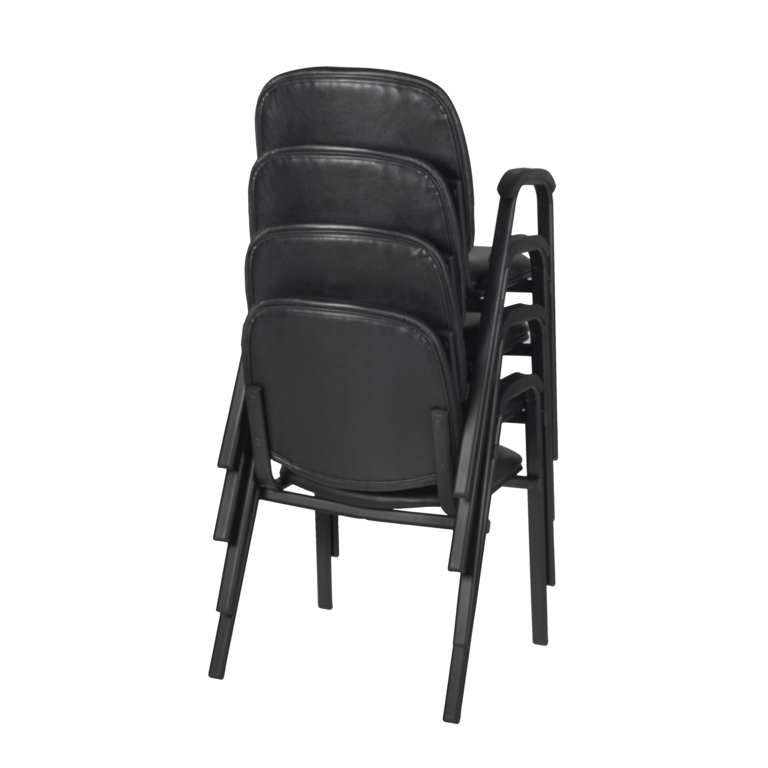 Regency Ace Vinyl Stacking Chairs With Arms, Black, Pack Of 4 Chairs - Image 6