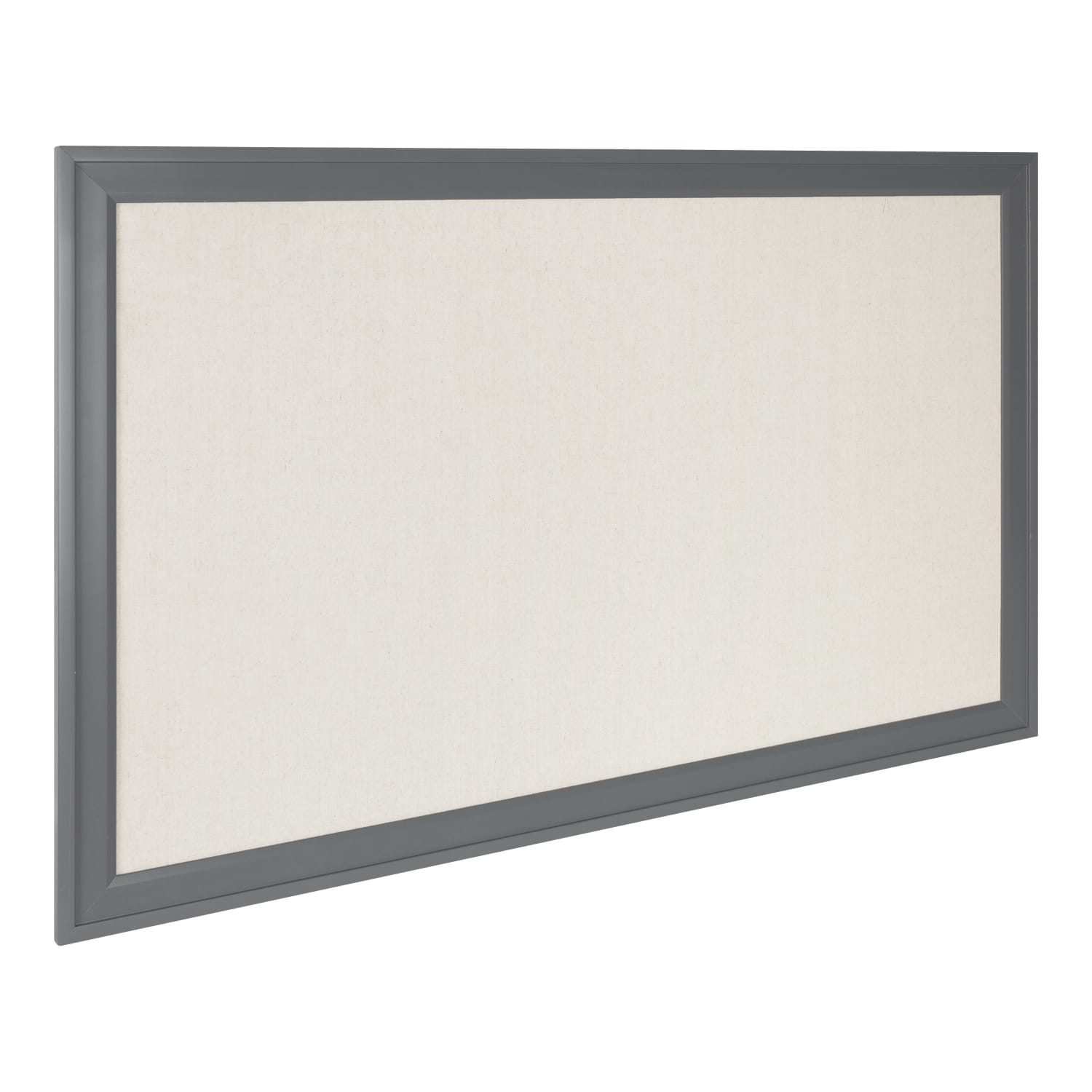 DesignOvations Bosc Non-Magnetic Framed Linen Fabric Pinboard, 27-1/2in x 43-1/2in, Beige, Gray Plastic Frame