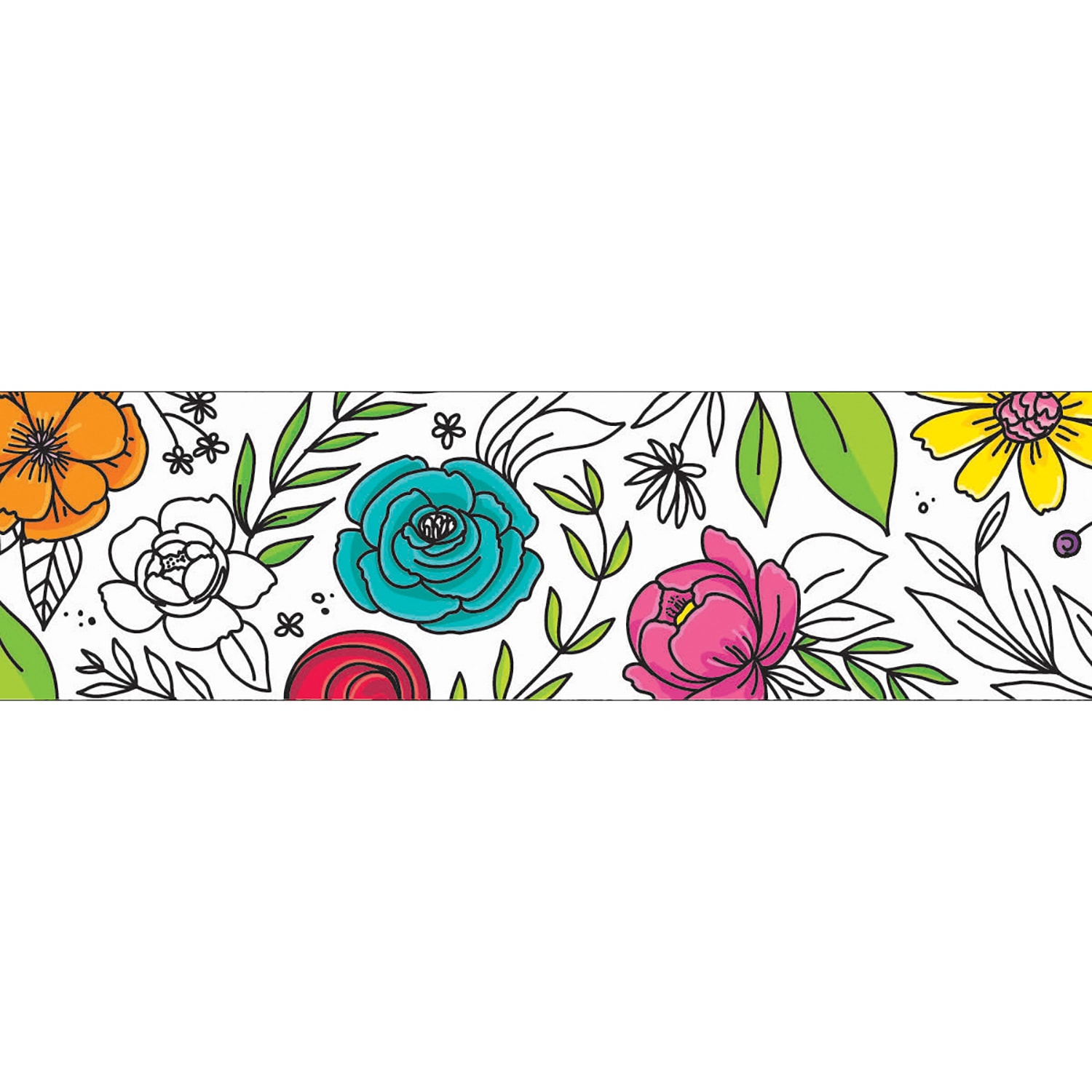 Creative Teaching Press EZ Borders, Bright Blooms Doodly Blooms, 48' Per Pack, Set Of 3 Packs - Image 3